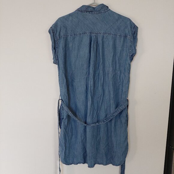 Denim Utility Sleeveless Shirtdress, Size L - Picture 5 of 9